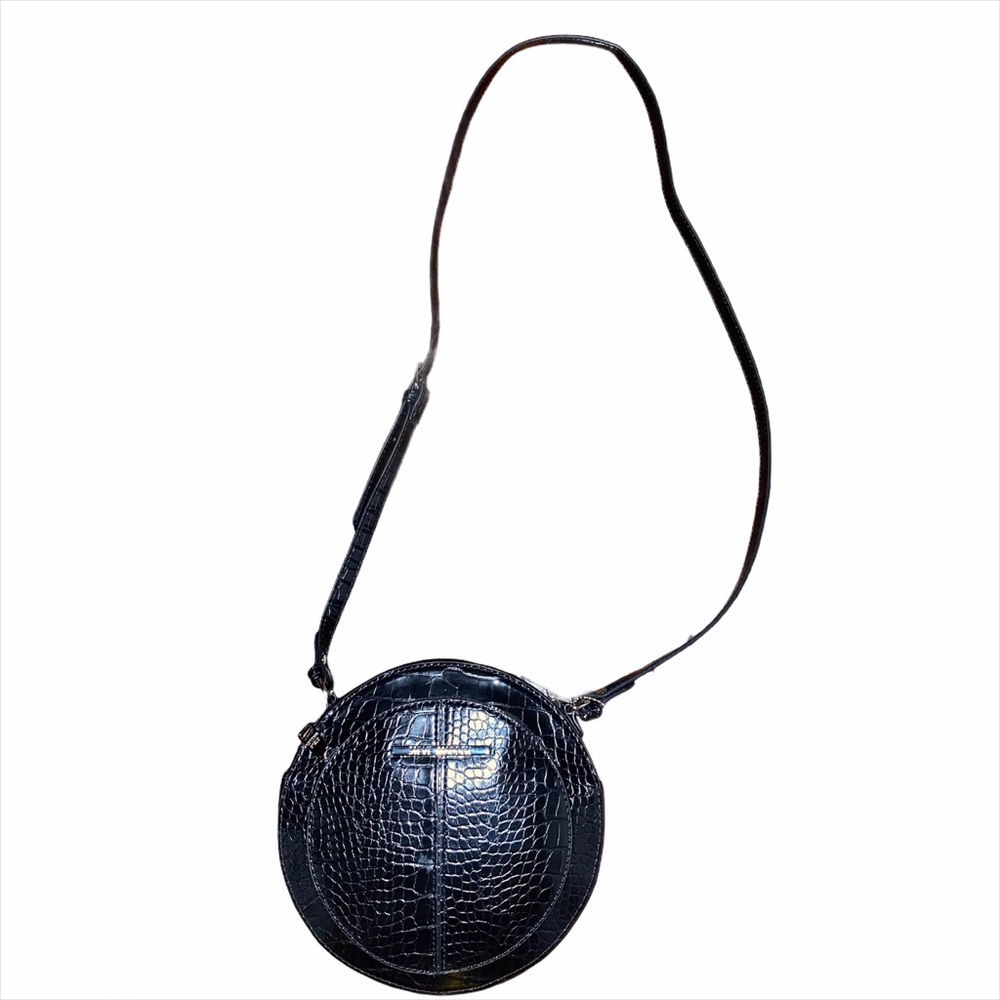 Steve Madden Round Crossbody Purse Black Croc